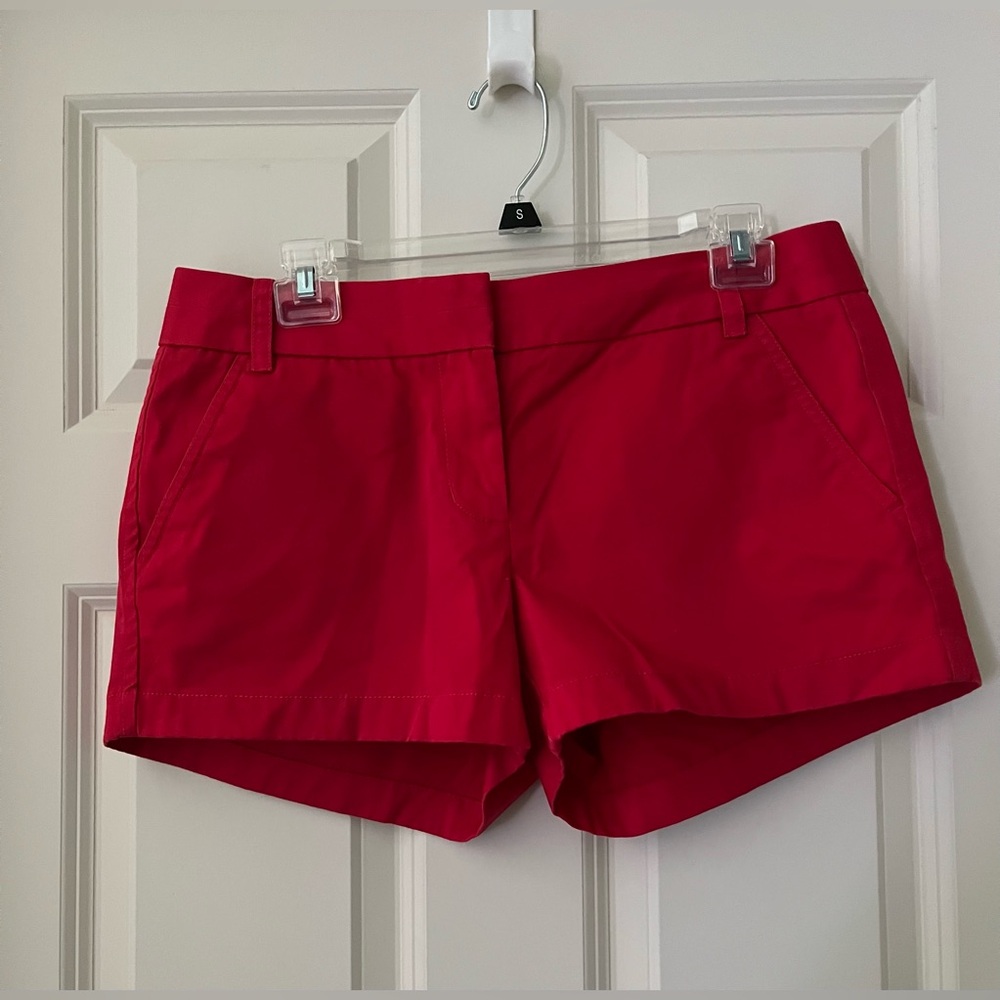 New J. Crew Woman’s Red Chino shorts flat front classic 3” inseam casual size 6